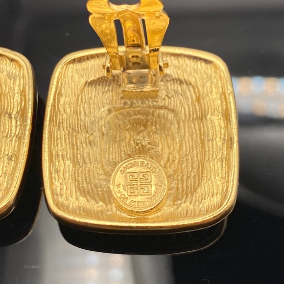 Vintage givenchy square crystal earring clip on - Picture 5 of 9